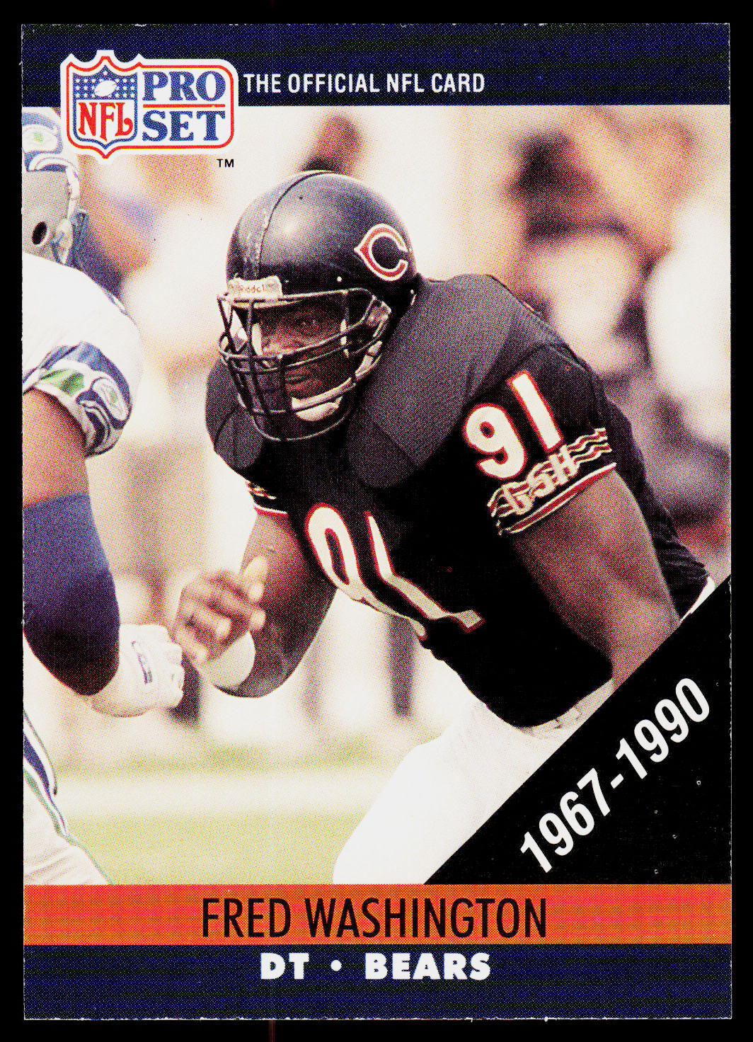 Fred Washington, 1990 Pro Set, #NNO, Chicago Bears,