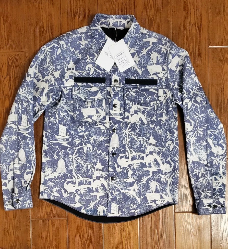 NUOVA Autentica Giacca VALENTINO Stampata Paesaggio Giapponese $1500 TAGLIA EU 46 US 36