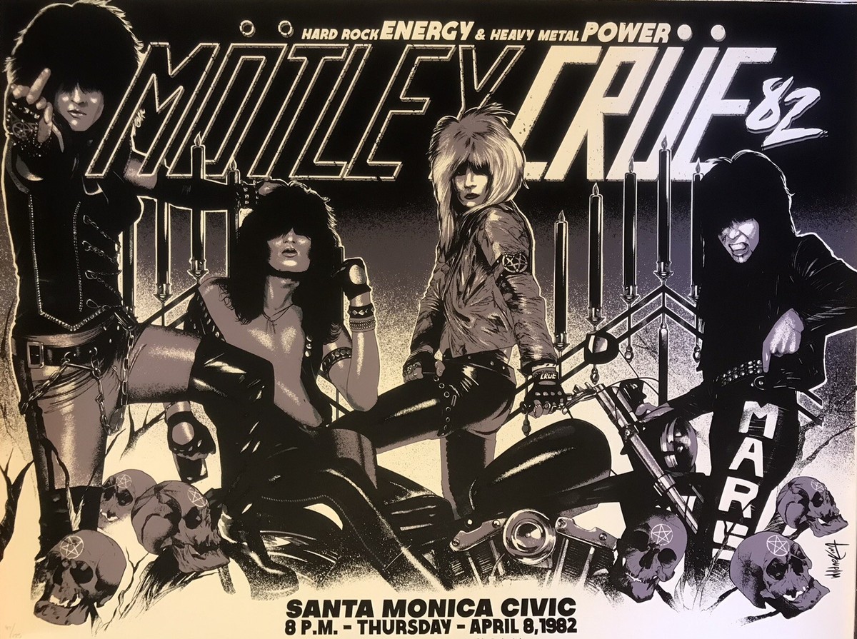 MOTLEY CRUE RARE 40TH ANNIVERSARY CONCERT POSTER SANTA MONICA 1982