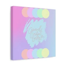 Matte Canvas Wall Art Decor Pink Purple Pastel Circles Good Vibes, Stretched 