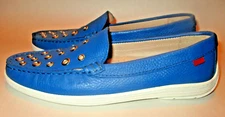 Marc Joseph Womens 5 (US 7.5-8) Blue Leather/Grommet Cushion Supportive Loafers