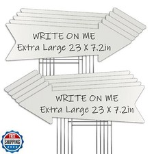 23 x 7 Inches 10 Pack Large Size White Arrow Signs with Stakes,This Way Direc