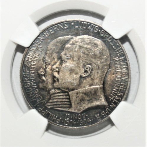 Germany-Hesse-Darmstadt 2 Mark 1904 NGC MS-62 Brilliant Uncirculated Silver Coin - Picture 3 of 4