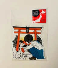 B-Side Label Sticker A Schoolgirl Talking to Inari Fox  Kyoto Shop Limited
