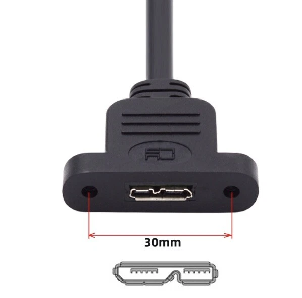 Mini 5Pin to Micro B 3.0 Panel Mount Data Extension Cable | Male to Female 0.5m - Image 3 of 4