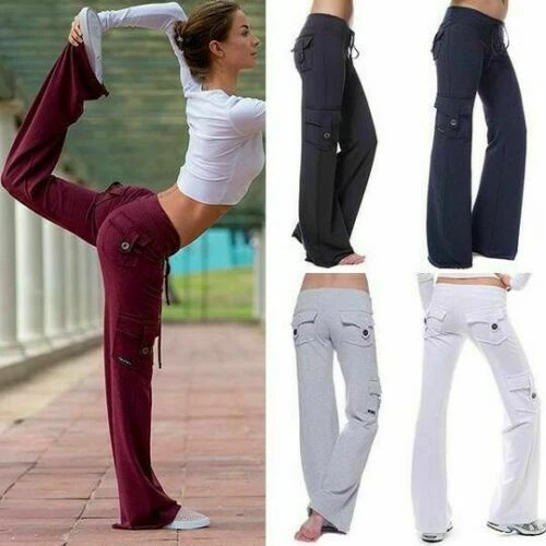 Womens Stretchy Soft Eco-friendly Bamboo Yoga Pants Wide-legged