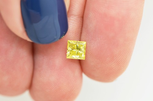 Lose Prinzessin geformter Diamant schick gelb Farbe SI2 natürlich verbessert 0,82 Karat - Bild 6 von 8