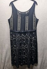 Lane Bryant Dress Womens 16 Black Lace Sleeveless Lace Office Career Cocktail 