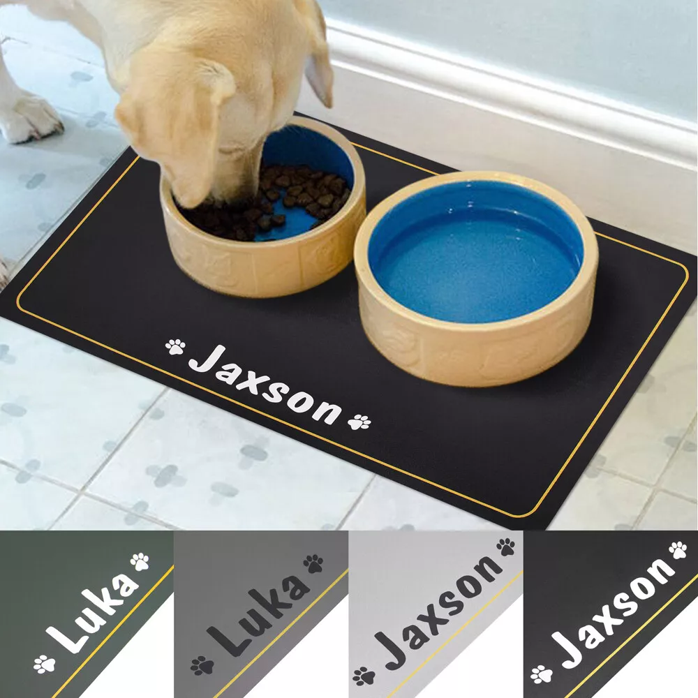 Personalized Cat Pet Dog Food Bowl Pad Mat Waterproof Leather Placemat Non Slip