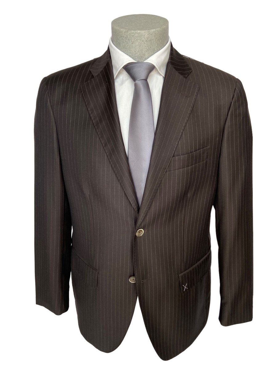Abito uomo CONFITALIA, marrone gessato DROP in Pura Lana Vergine