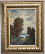 Oil painting painting oil painting masterpiece landscape nature forest lake 104