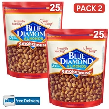 Blue Diamond Almonds Gluten Free Smokehouse Flavored Snack Nuts, 25 Oz (2 Pack)