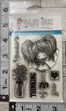 THINKING OF YOU Flower Girl Thanks Tiddly Inks Clear Stamps Rubber Cling