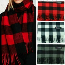 For Womens 100% Cashmere Scarf Buffalo Check Plaid Tartan Made In Scotland