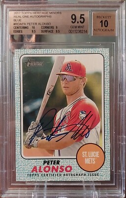 Alonso Rookie Blue BGS 9.5 2017 Topps Heritage Minors Pete Alonso Auto Real One Rookie ...