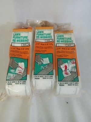 3 Vintage WHITE Frost King Lawn Furniture Webbing 2 1/4'' W x39 Ft (13 Yds) NIP 
