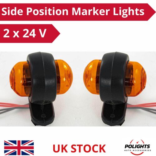 Universal Truck Lorry LED Side Marker Light 24V Clearance Indicator Orange x2 - Picture 1 of 5