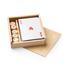 Set 2 Giochi Poker e Dadi in Confezione di Legno Gioco da Tavolo Da Viaggio
