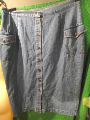 WOMENS SZ 20W PLUS SIZE DENIM SKIRT BUTTON FRONT for Sale