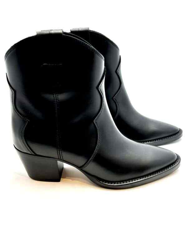 Botines Camperos Anna F En Cuero Negro Con Fondo Antideslizante Art. 9659 TC 5cm