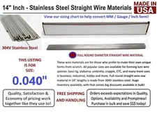 100 Pieces Stainless Steel Straight Lure Shaft Wire Form 0.040" X 14 Inch Long