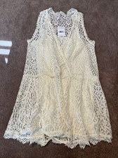 NWT Free People Cream Off White Lace W/Slip Dress Size Medium Sleeveless