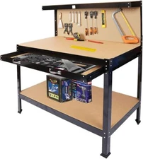 45" Wood Workbench, Multifunctional Work Bench w/2 Drawers Shelf Garage 300lbs