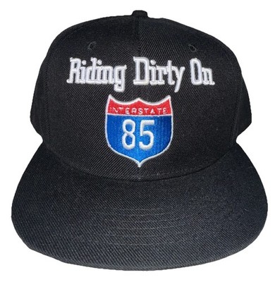 Riding Dirty Interstate 85 Fitted Hat Black Streetwear Cap Size 8