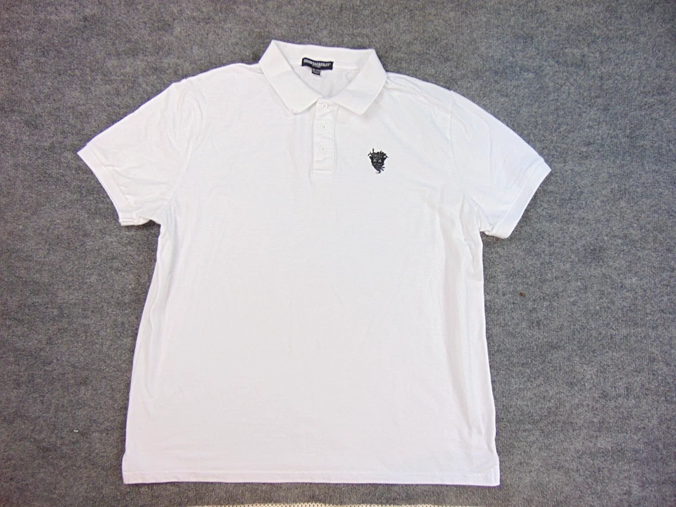 Crooks & Castles Polo Shirt Mens 2XL White Short Sleeve Streetwear Logo - Image 2 of 4