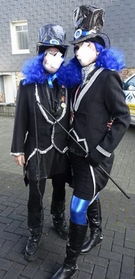 Blau Schwarzes Dompteur Kostüm Zirkusdirektor  Karneval Fasching Einzelstück XL - Bild 1 von 4