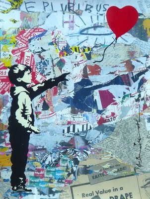 MR BRAINWASH BALLOON BOY Unique Mixed media Original Graffiti HAND SIGNED COA