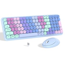 Links9 Colorful Wireless Keyboard Mouse Combo, Gradient Rainbow Colors 100 K...