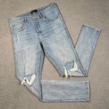 Purple Brand Jeans Mens 33x33 Blue Style P002 Skinny Distressed Grunge Metal