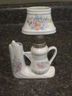 Vintage Miniature  1960-70s Floral Oil Lamp With Match Holder. Hong Kong