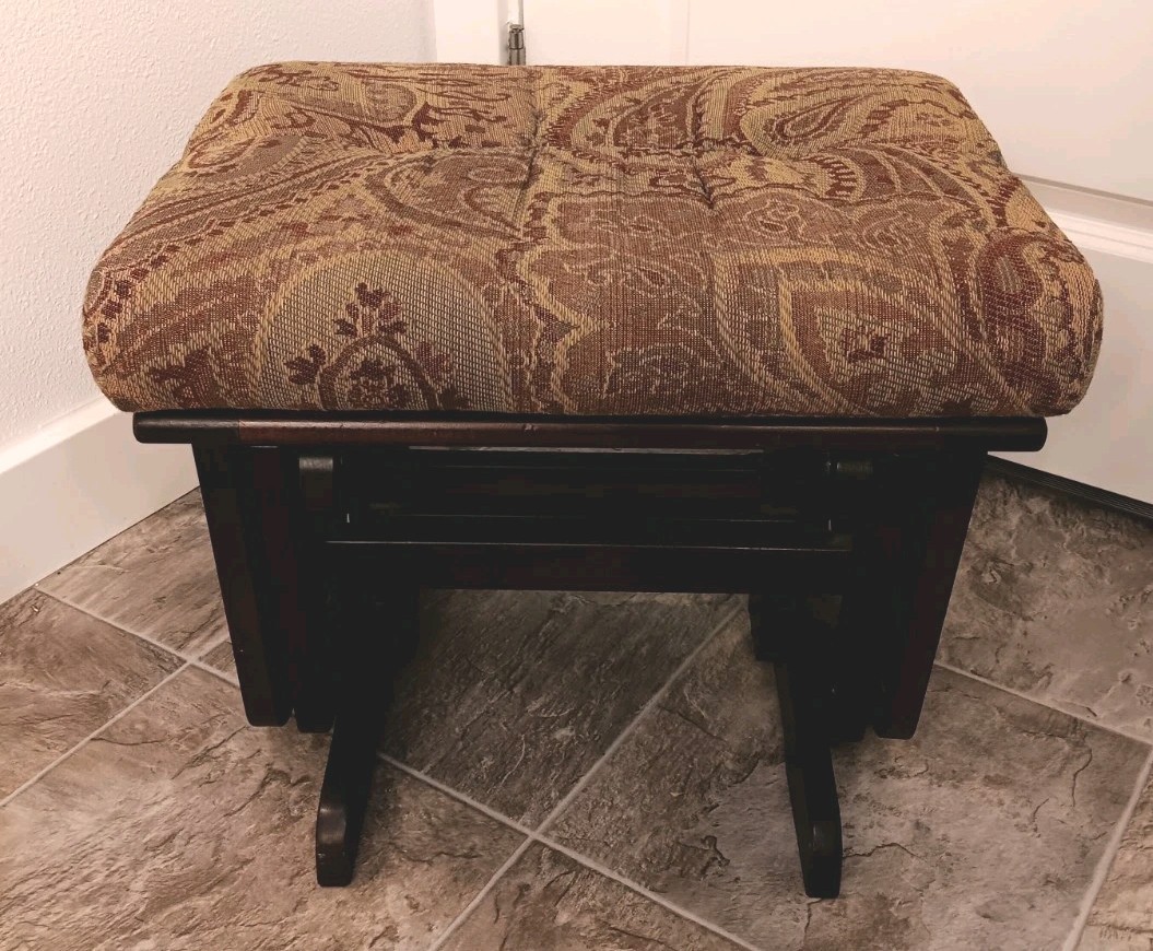 UPHOLSTERED BROWN RED ROCKER GLIDER OTTOMAN FOOTSTOOL BABY NURSERY 