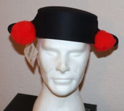 Torero Hut, schwarz mit 2 roten Pompons, Karneval, Grösse 57, Neu