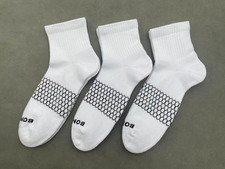 BOMBAS Men's Quarter socks Large 9-13 White 3 pairs
