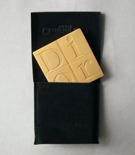 Vtg Christian Dior Gold Tone Square Compact Slide Sliding Mirror w/holder