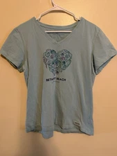 Life Is Good Women's Light Blue Vneck T-shirt Size Large (195)
