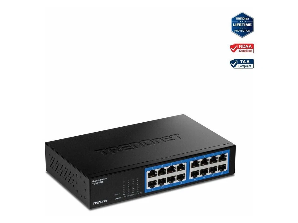 TRENDnet TEG-S17D, 16-Port Gigabit Desktop Switch - Image 2 of 4