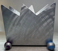 MODERN POP ART DESIGN MAGAZINE RACK CROME AND ENAMEL BALL FEET TWIST INC. 1997