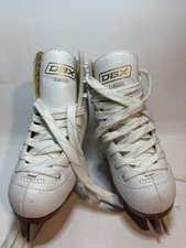 DBX Classic White Figure Ice Skates - Youth Size 12k - 7 1/3