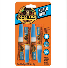 Gorilla Super Glue, Clear Glue, Four 3 Gram Tubes Pack of 1 Free Shipping USA