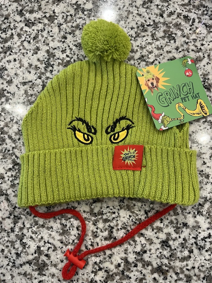 Grinch Dog Hat and Scarf Set Christmas Pet Costume Winter Outfit M/L - Image 4 of 4