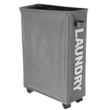 Cesto Biancheria Sporca Pieghevole in Tessuto Portabiancheria con Ruote Grigio