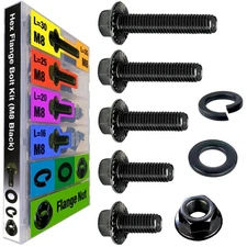 EEEEE Black Metric Hex Flanged Nuts and Bolts Assortment Kit and Nuts Kit Set...
