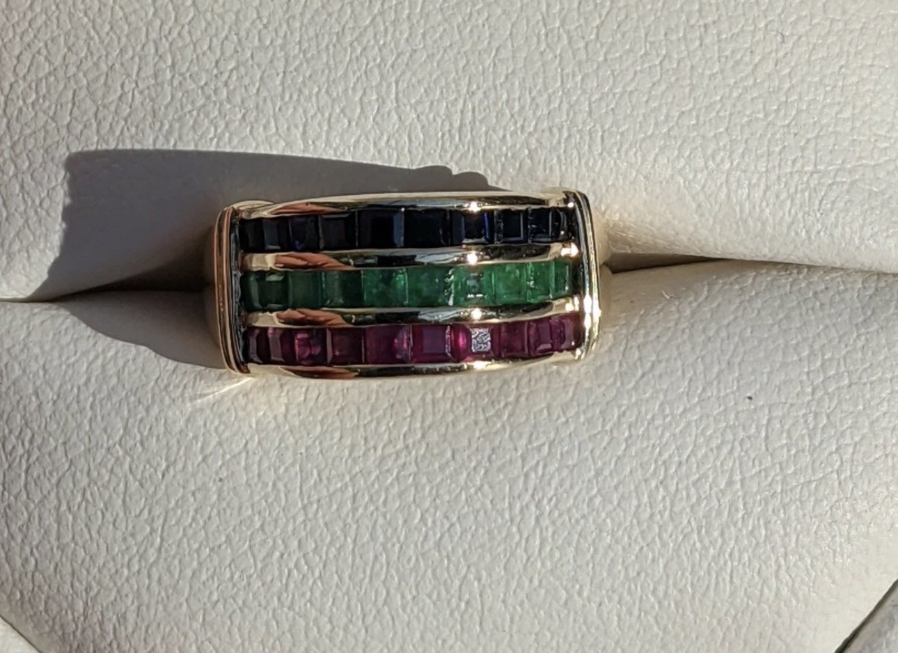 14k Solid Gold Natural Emerald, Ruby, Sapphire Ri… - image 9