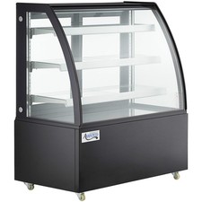 49" Black 3-Shelf Curved Glass Refrigerated Bakery Display Case w/ LED Lighting