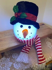 Light Up Snowman Head Tree Topper or Snowman Decor for Christmas Decorations