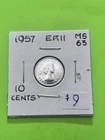 1957 Canadian 10c Dime .8 Silver Elizabeth II AG TRENDING AT $8